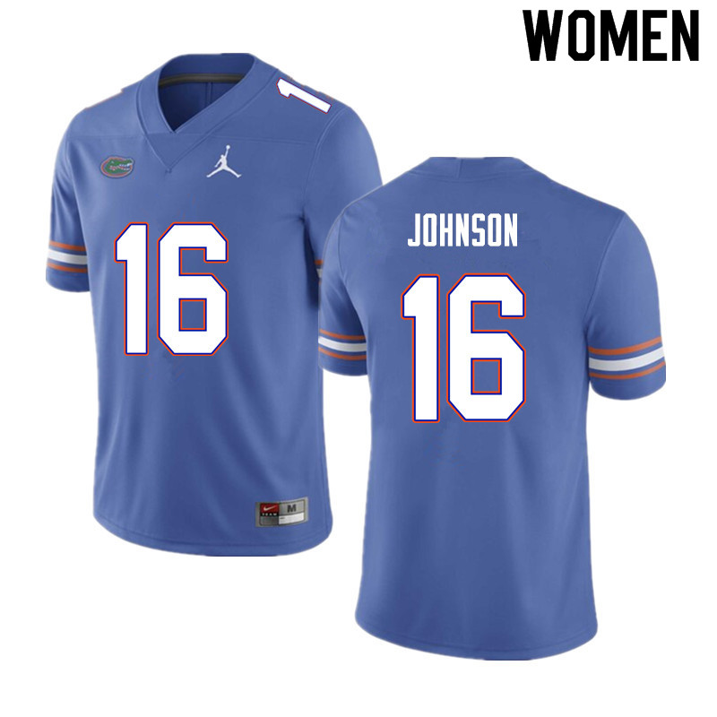 Women #16 Tre'Vez Johnson Florida Gators College Football Jerseys Sale-Blue - Click Image to Close